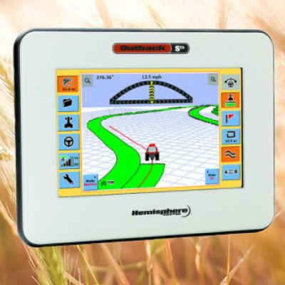 gps device floating over wheat field