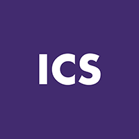 "ICS" logo in white letters on a purple background.
