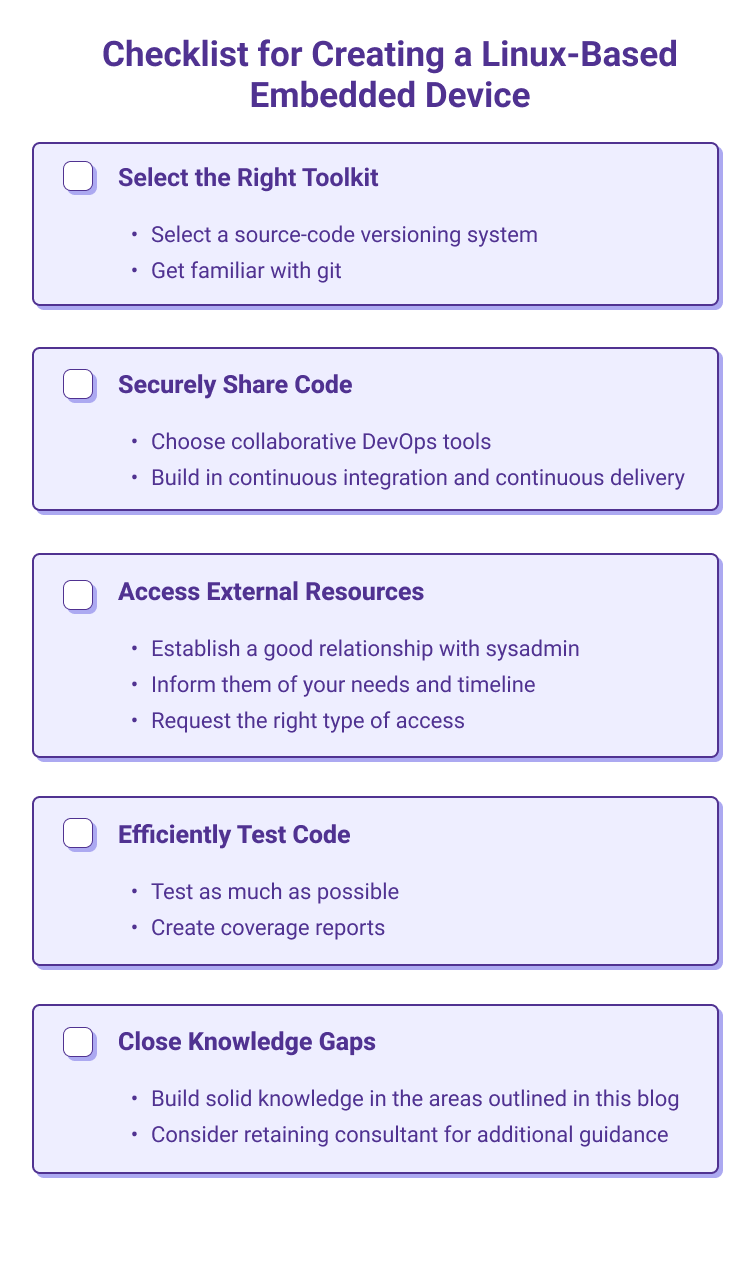 Linux development checklist