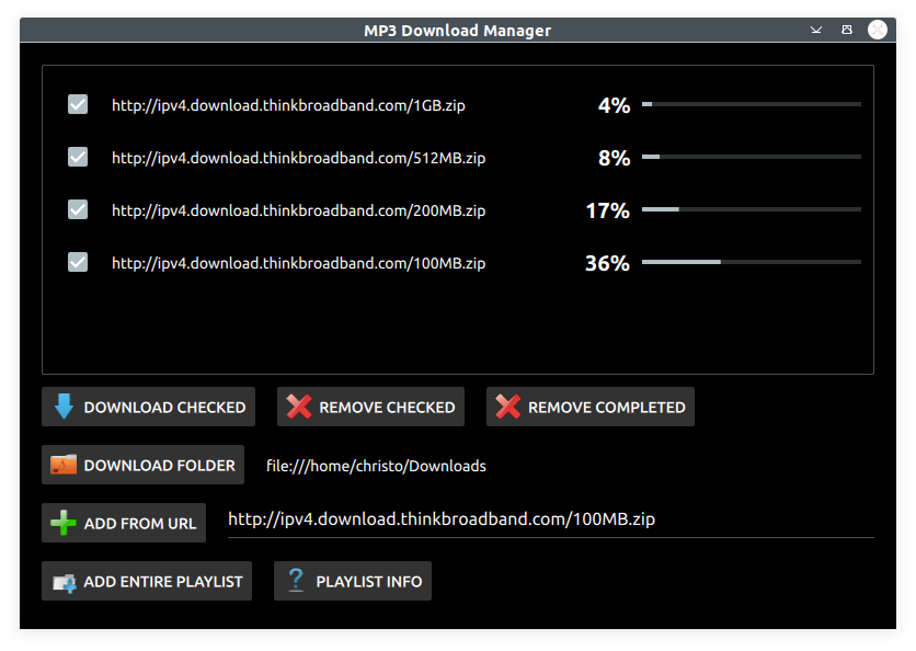 Figure 1: Screenshot of the Download Manager