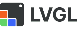 LVGL logo: dark gray icon with orange, green, blue squares, and text LVGL.