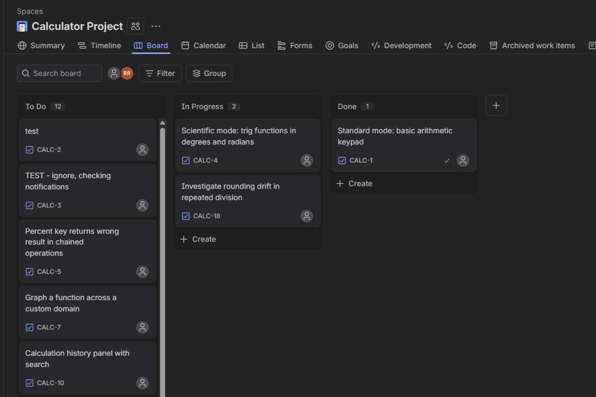 Screenshot of the ungroomed Jira backlog board, showing twelve items in the To Do column including duplicate and leftover test tickets