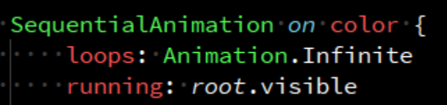 root.visible stops the animation when the component is not shown on screen