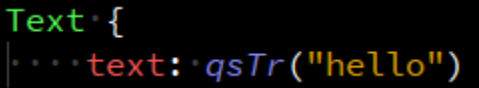 With /qt-qml the string is wrapped in qsTr() for language translation
