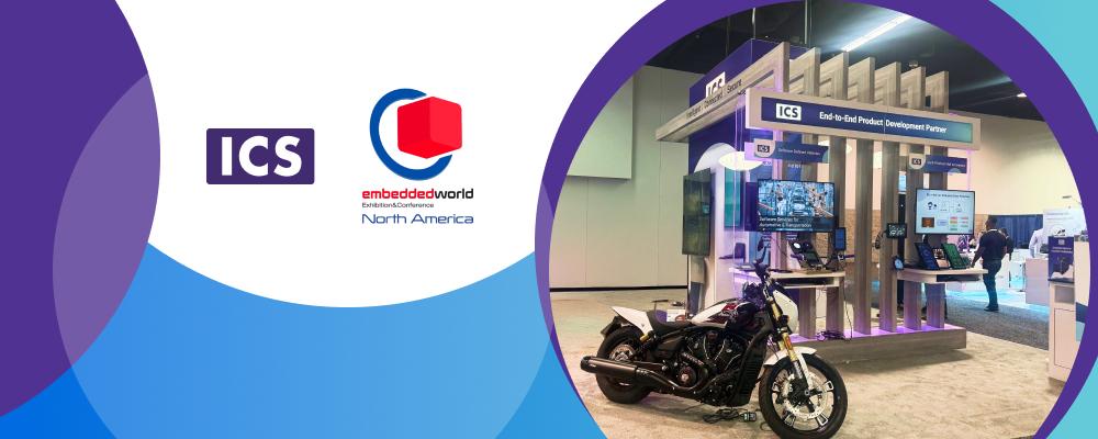 ICS' expansive Embedded World North America booth with Indian Motorcycle