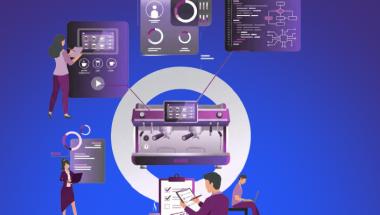 Product development team building commercial coffee maker