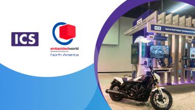 ICS' expansive Embedded World North America booth with Indian Motorcycle