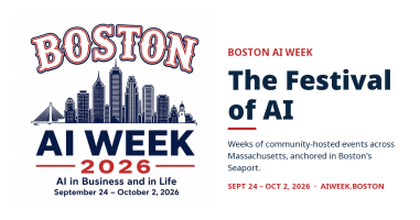 Graphic: Boston AI Week 2026 event information with city skyline.