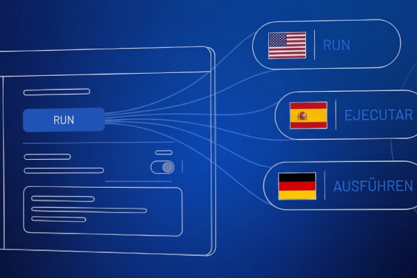 Graphic: "RUN" button translating to US (Run), Spanish (Ejecutar), and German (Ausführen).