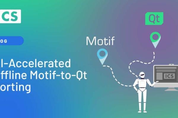 Graphic: Robot helping migrate Motif software to Qt. ICS AI-accelerated porting blog.